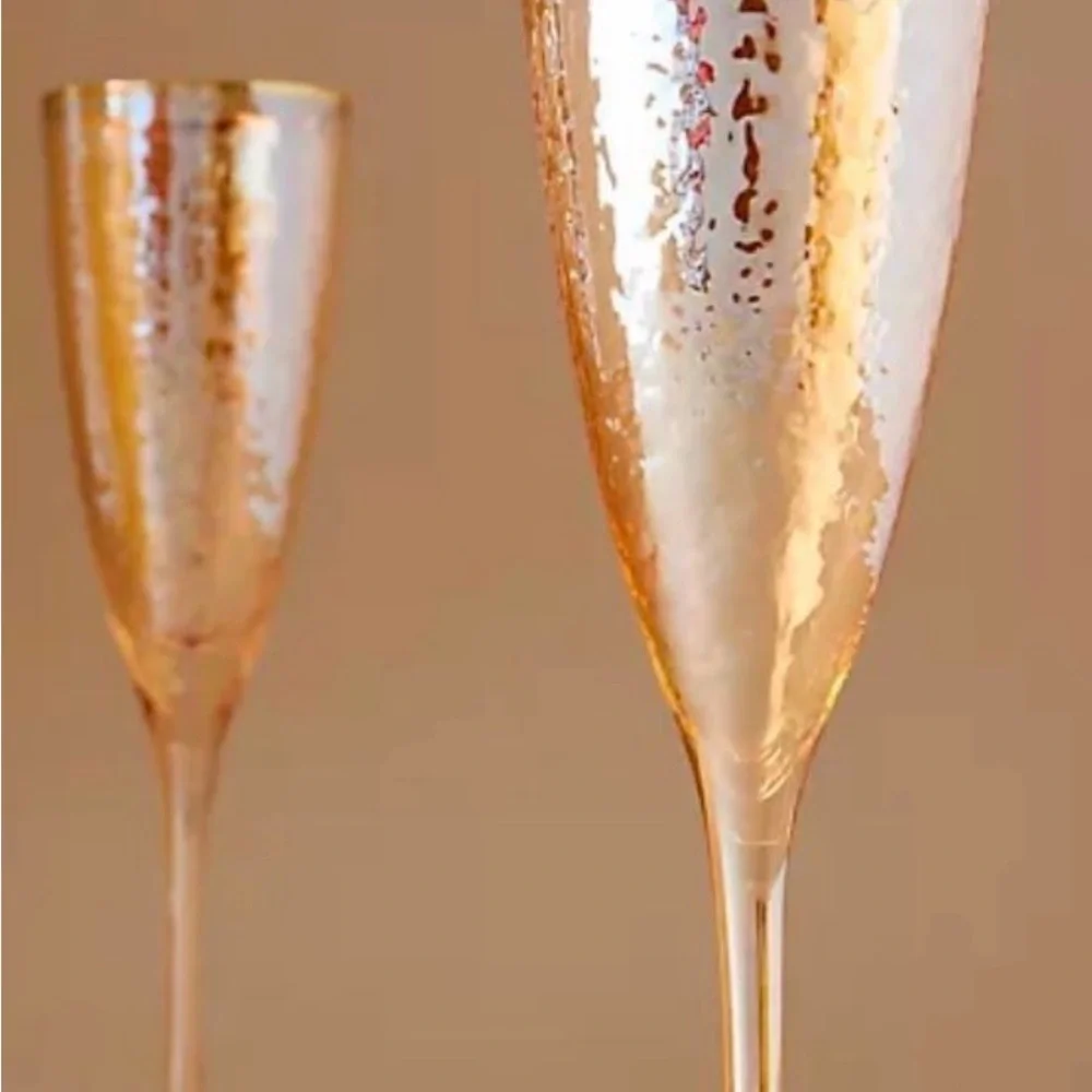 Anthropologie NIB/NWT Zaza Honey Luster Champagne Flutes, Set of 2